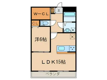 北川マンション(1LDK/2階)の間取り写真