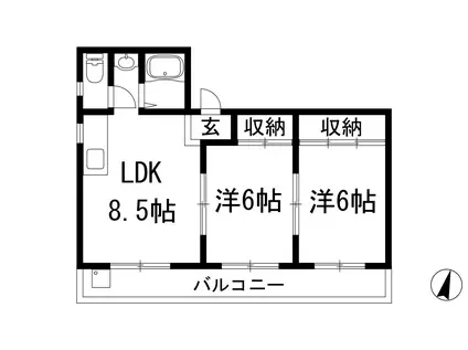 クリオシティⅢ(2LDK/3階)の間取り写真