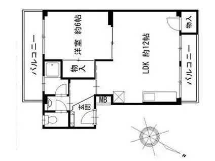 コーポ扇(1LDK/2階)の間取り写真
