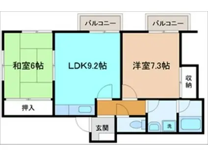 ヌヴェローオリゾン(2DK/4階)の間取り写真