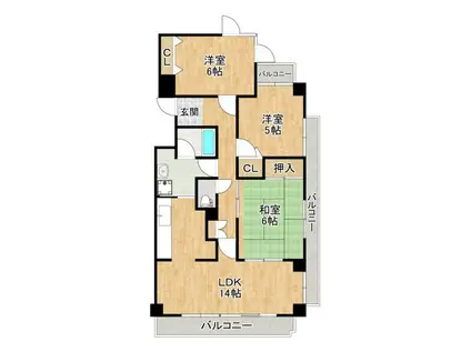 メモラーブル箕面(3LDK/3階)の間取り写真