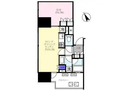 サンウッド東中野(1LDK/11階)の間取り写真