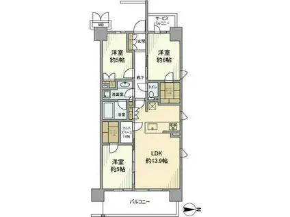 MJR新川崎(3LDK/2階)の間取り写真