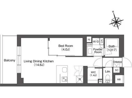 ルーウェ東大泉(1LDK/2階)の間取り写真