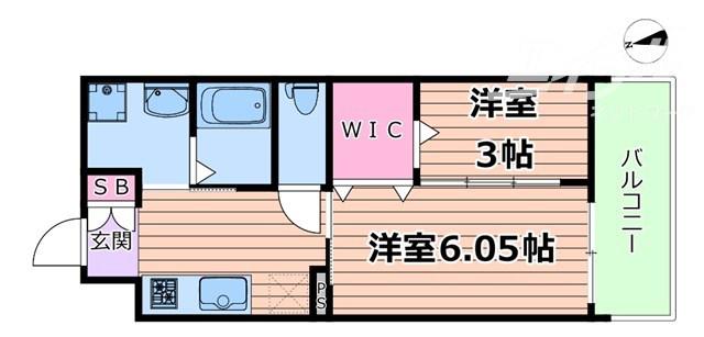 WORVE吹田江坂(2K/4階)の間取り写真