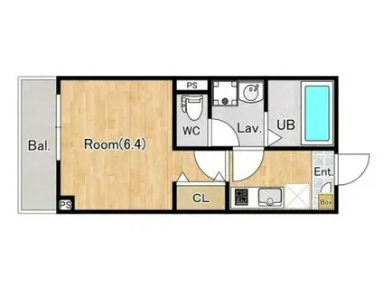 ジーメゾン大和イースト(1K/2階)の間取り写真