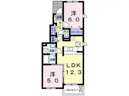 ピュアストリームA(2LDK/1階)の間取り写真