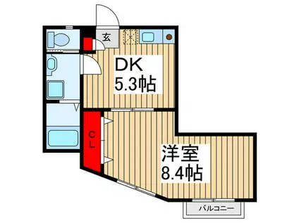 セレステ志木 C棟(1DK/1階)の間取り写真