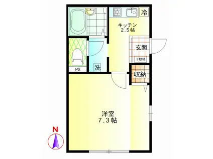 フィオーレ鶴間(1K/2階)の間取り写真