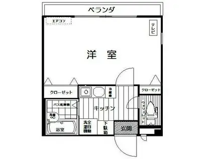プチグランデ業平マンション(1K/3階)の間取り写真
