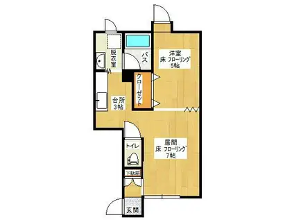 ドミトリー文京II(1LDK/2階)の間取り写真