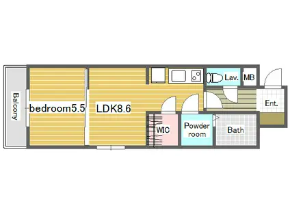 グランブルー野瀬(1SLDK/3階)の間取り写真