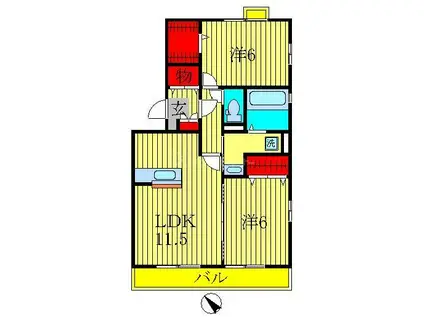 グランドソレイユB(2LDK/2階)の間取り写真