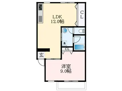 中村ハイツ(1LDK/2階)の間取り写真