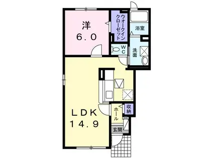 デュエ リアラ(1LDK/1階)の間取り写真
