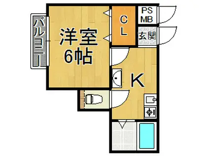 シャンラヴィーヌ(1K/1階)の間取り写真
