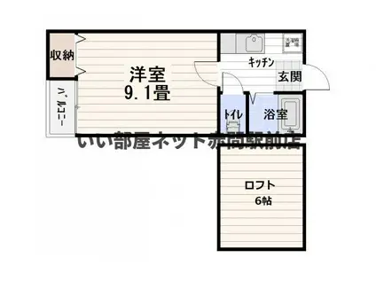 サンヒルズ赤間I(1K/1階)の間取り写真