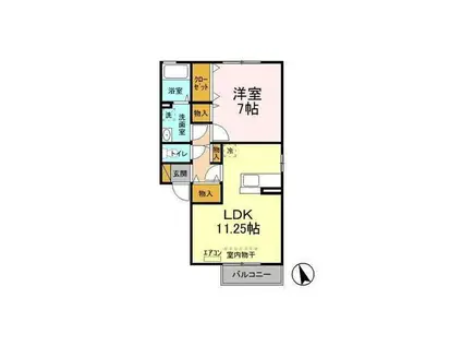 アルティスタA(1LDK/1階)の間取り写真