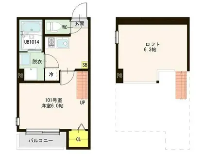 中野字大貝沼アパート(1K/1階)の間取り写真
