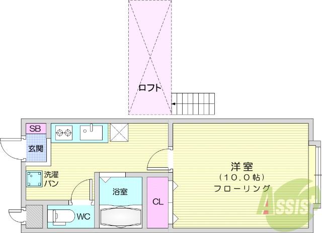 ピュアパレス(1K/1階)の間取り写真