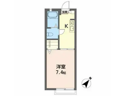 ランドロード・オチ 千日(1K/2階)の間取り写真