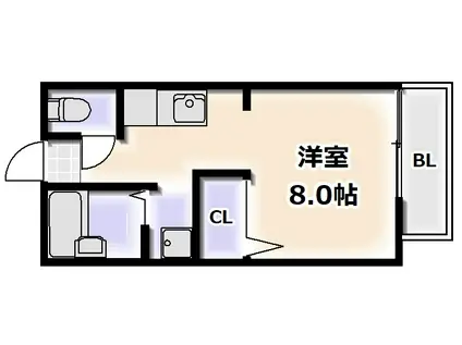 カネマスロイヤルコート(ワンルーム/2階)の間取り写真