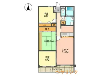 サンハイツ西山南館(3LDK/4階)の間取り写真