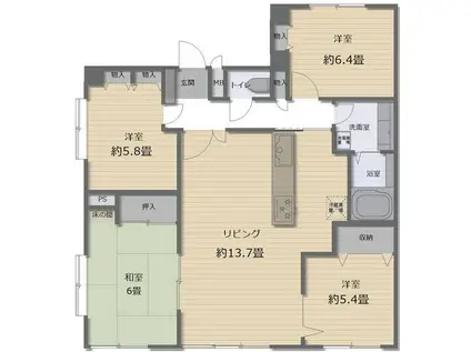 エクレシア米子(4LDK/11階)の間取り写真