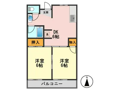 コーポ荻(2DK/1階)の間取り写真