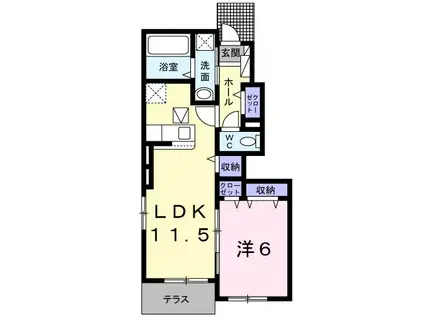 ガーデンハウス 梅の里 B(1LDK/1階)の間取り写真