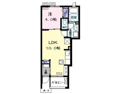 シャトル朝日(1LDK/1階)の間取り写真
