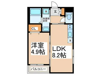 SUN GARDEN 元町(1LDK/2階)の間取り写真