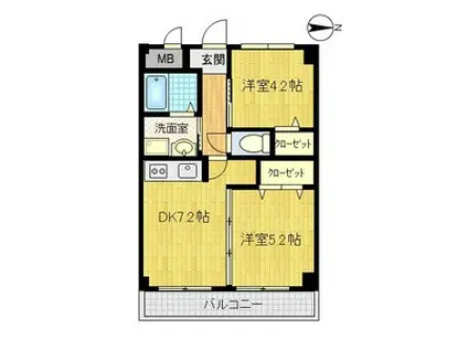 ファイブコート今川(2DK/4階)の間取り写真