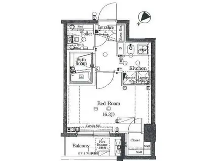 エクシム西巣鴨(1K/6階)の間取り写真