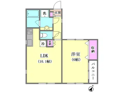 アビタシオンエムズV(1LDK/3階)の間取り写真