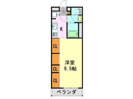 パークサイドSOGA(1K/2階)の間取り写真