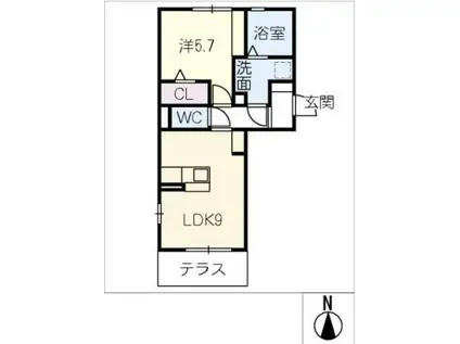 GUTTA(1LDK/1階)の間取り写真