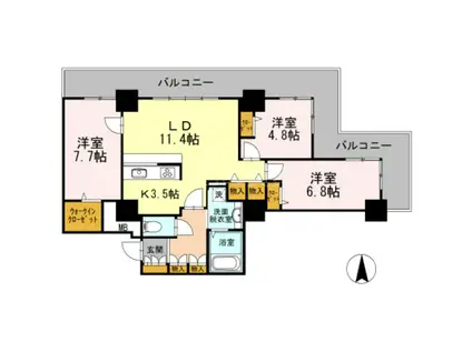 品川シーサイドビュータワーI(3LDK/25階)の間取り写真