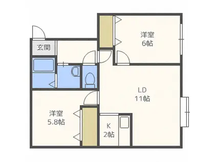 パレットコートK(2LDK/2階)の間取り写真