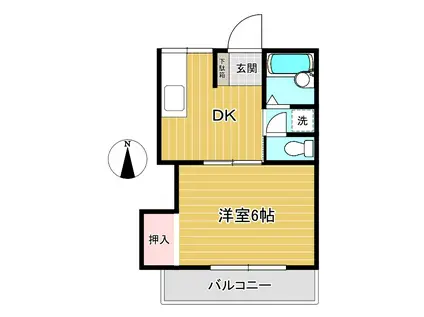 ツルカメハイツ(1DK/2階)の間取り写真