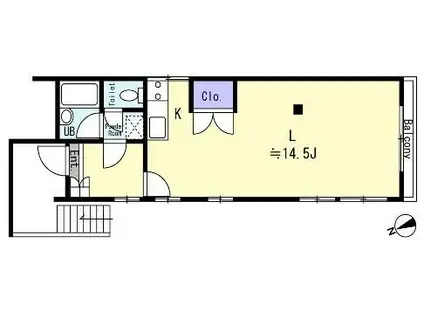 中嶋ハウス(ワンルーム/2階)の間取り写真