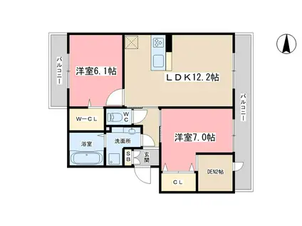 アデウ ウーノ(2LDK/2階)の間取り写真