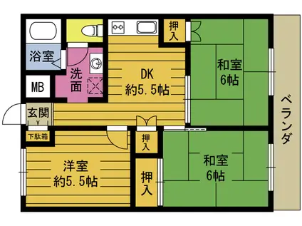 NIKORI石垣(3DK/3階)の間取り写真