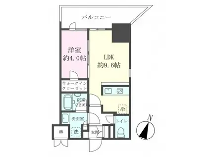 クレストコート靭公園 THE CLASS(1LDK/4階)の間取り写真