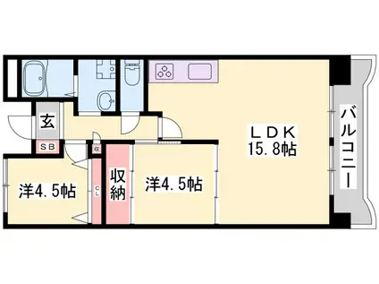 ジョイフル七松(2LDK/5階)の間取り写真