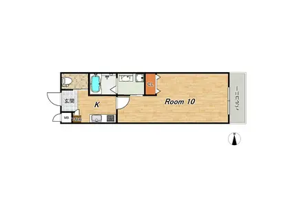 KTIレジデンス東向日(1K/2階)の間取り写真