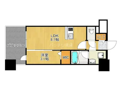 グランフォーレ千早マークスクエアイーストウイング(1LDK/6階)の間取り写真