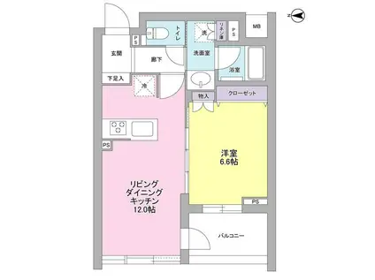 デュエット北千住マキア(1LDK/5階)の間取り写真