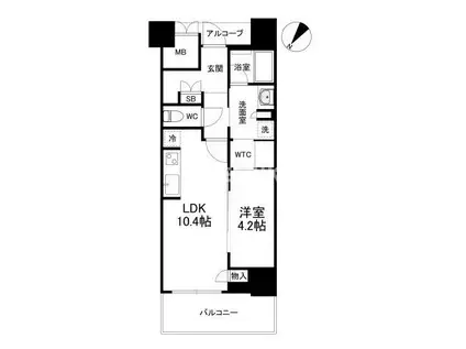 ジオタワー大阪十三(1LDK/5階)の間取り写真