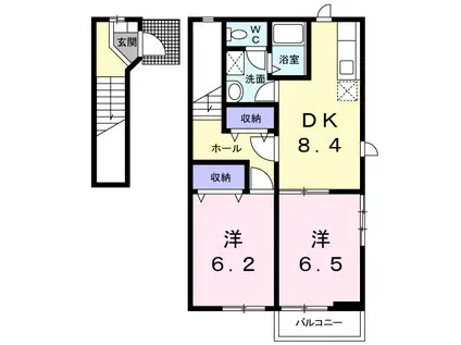 アルエットB(2DK/2階)の間取り写真